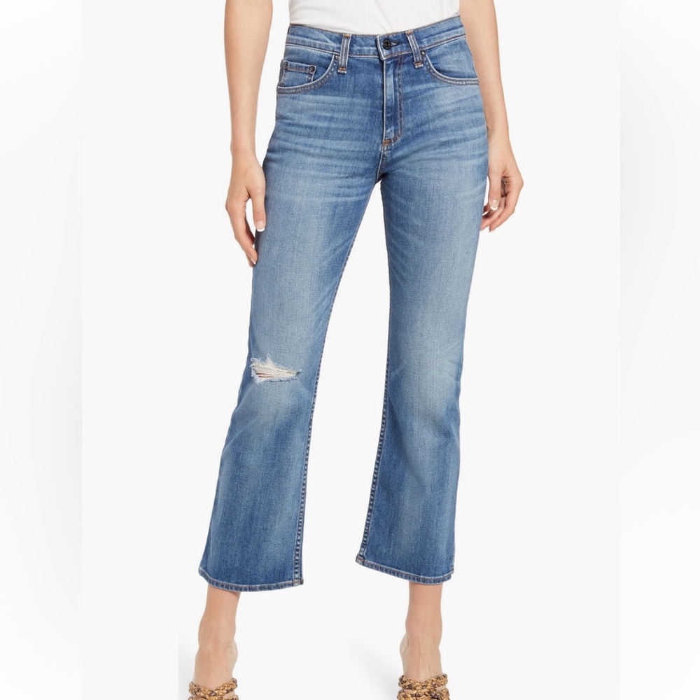 ASKK NY High Waist Ankle Flare Jeans in Messerole